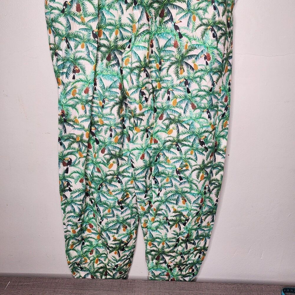 Farm Rio Tropical Toucans 100% Linen Blazer Jumpsuit Small Coastal Vacation NEW - Picture 12 of 16